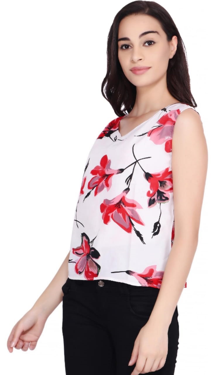 Adorable Crepe Printed Women's Top - StyloSale